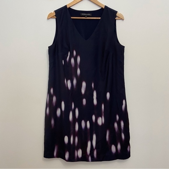 WILLOW&THREAD navy blue dress v neck silky summer spring sleeveless M summertime - Picture 16 of 16